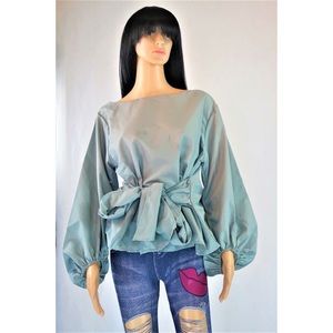 Steel Grey Tie Waist stylish Top